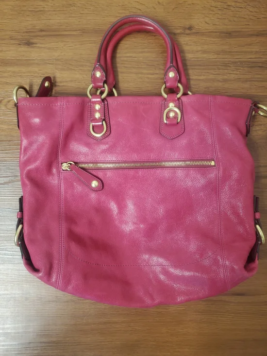 Coach Punch Pink Leather Tote with Gold Hardware - Picture 4 of 4
